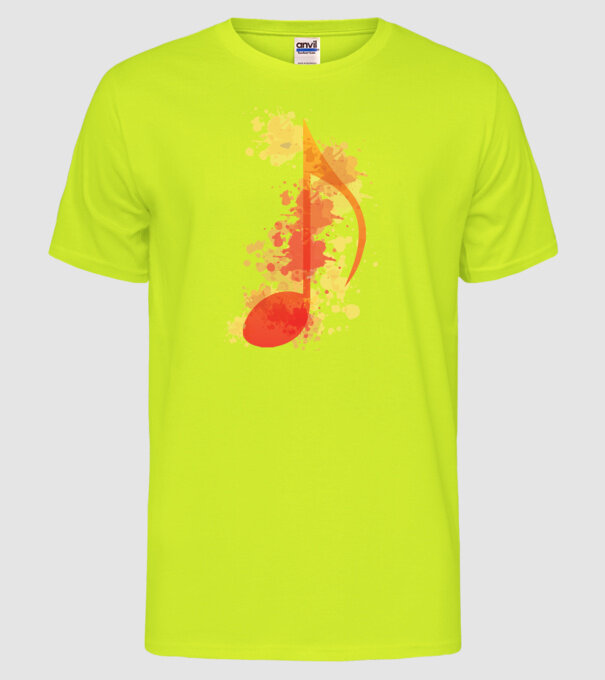 Notă muzicală model galben neon pe tricou