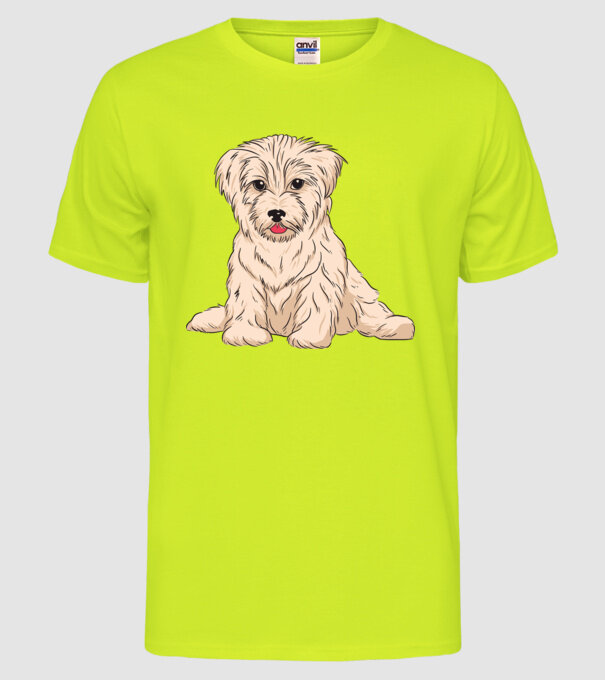Câine Havanez model galben neon pe tricou