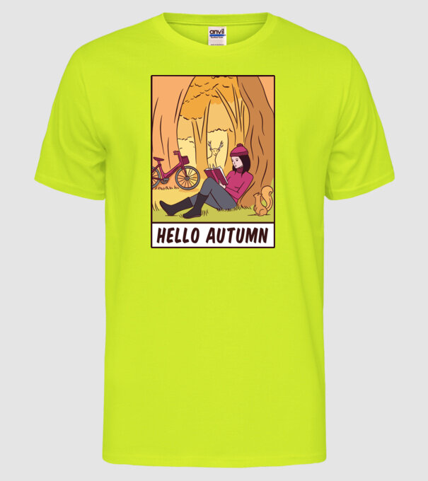 Hello Toamnă model galben neon pe tricou