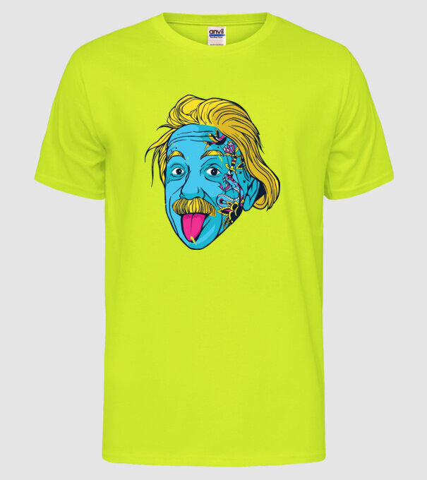 Hippy Albert Einstein model galben neon pe tricou