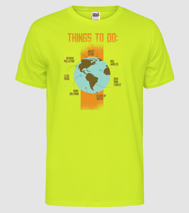 Cum să salvăm Pământul model galben neon pe tricou
