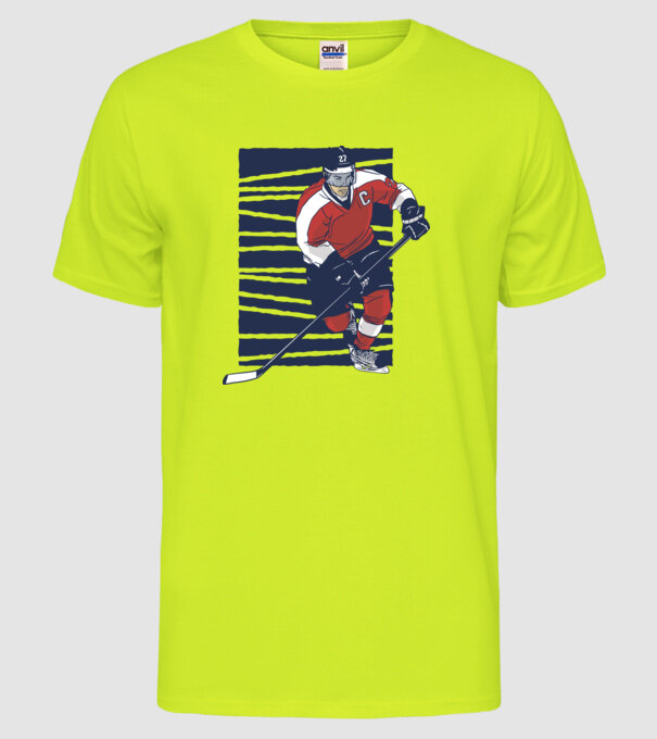 Hochei Jucător Jucător hochei de gheață model galben neon pe tricou