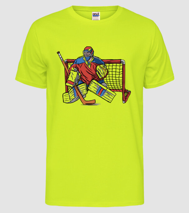 Portar Hochei model galben neon pe tricou
