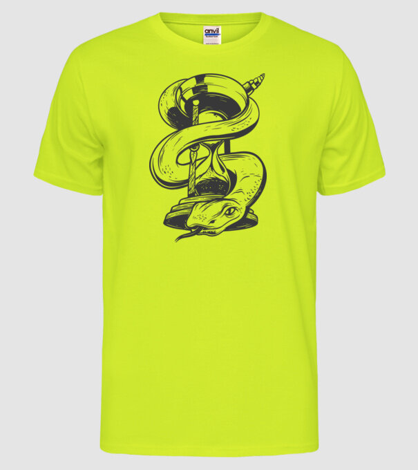 Șarpe clepsidră model galben neon pe tricou