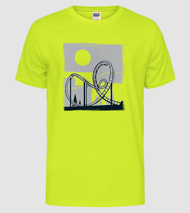 Roller coaster model galben neon pe tricou