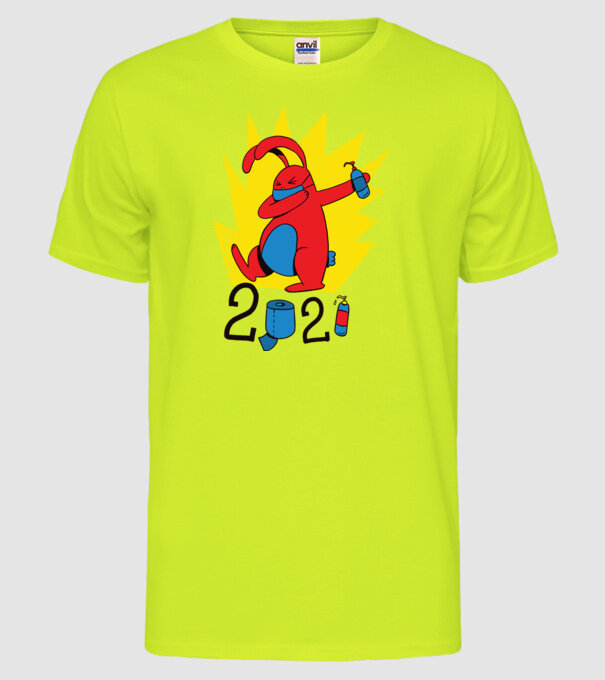 Paște 2021 - Iepuraș cu mască model galben neon pe tricou