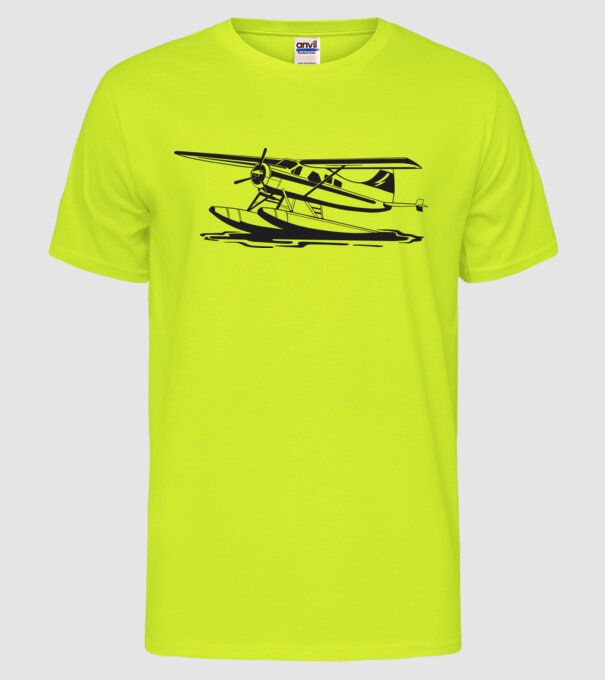 Hydroplane avion model galben neon pe tricou