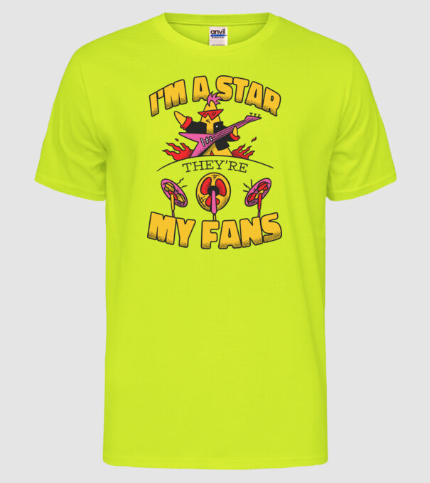 'I''m a Star, They''re my Fans' model galben neon pe tricou