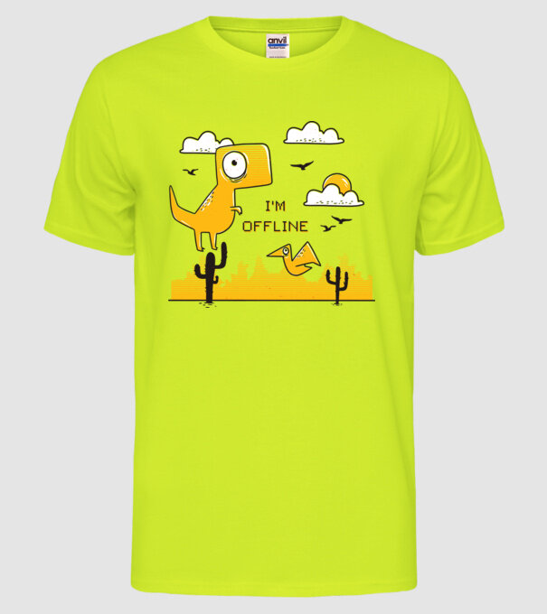 'I''m Offline tricou amuzant' model galben neon pe tricou