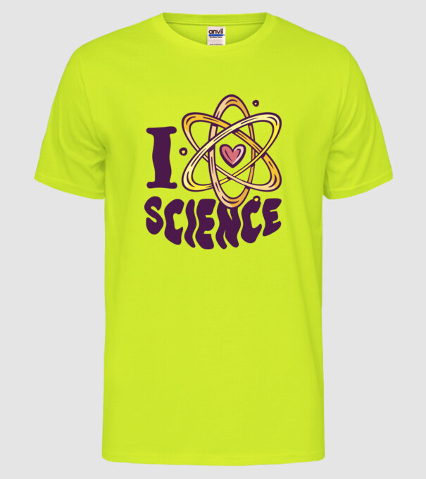 I Love Science știință model galben neon pe tricou