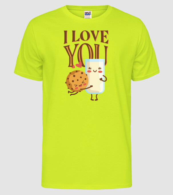 'I Love You tricou drăguț cuplu pentru Valentine''s Day' model galben neon pe tricou