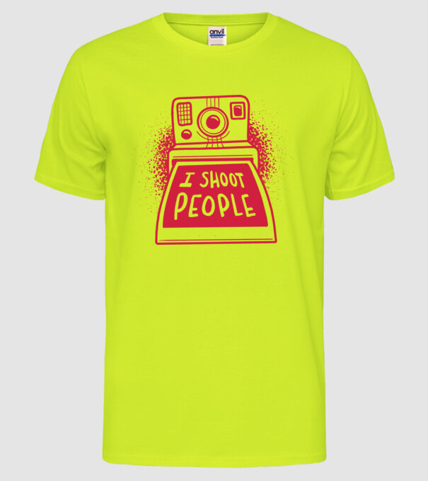 I shoot people - Fotograf model galben neon pe tricou