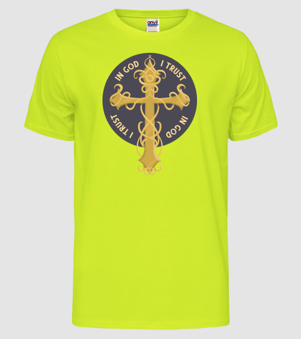 In God We Trust model galben neon pe tricou