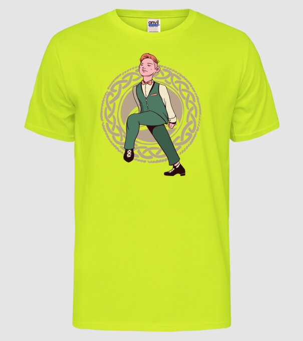 Bărbat Dansator irlandez model galben neon pe tricou