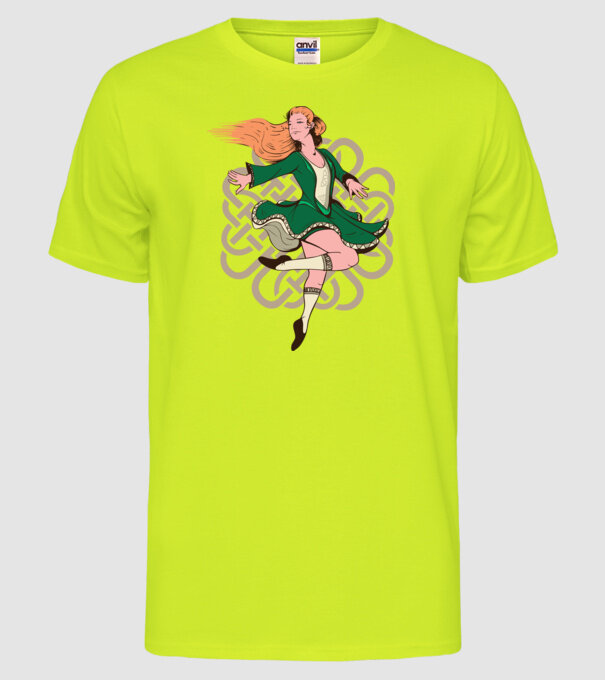 Femeile Dansatoare irlandeză model galben neon pe tricou
