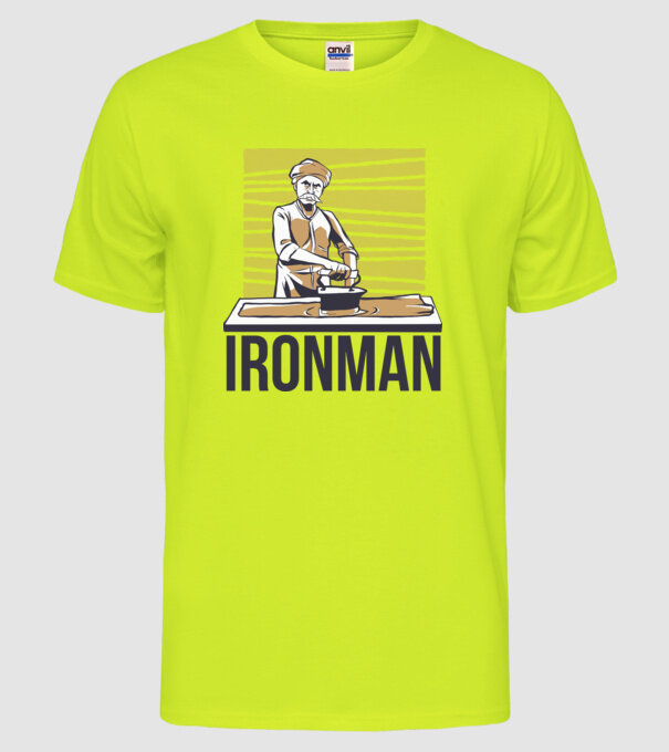 Ironman Om care calcă (montează metal) model galben neon pe tricou