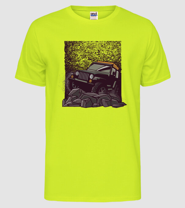 Jeep Offroad model galben neon pe tricou
