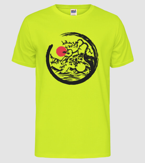 Yin-Yang Bonsai model galben neon pe tricou