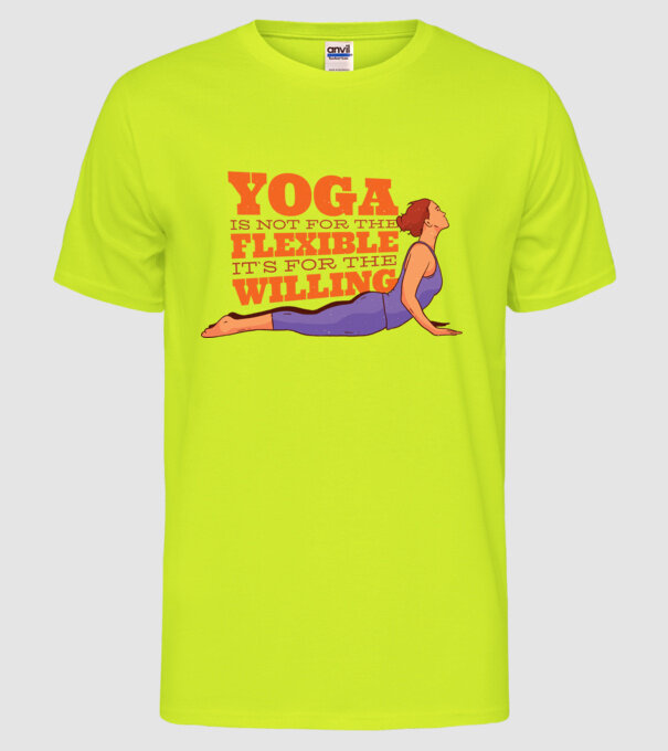 yoga perseverență model galben neon pe tricou