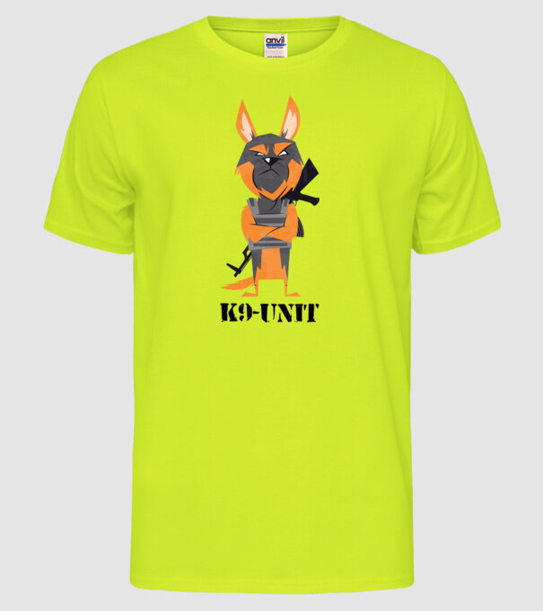Unitatea K9 - Câine polițist model galben neon pe tricou