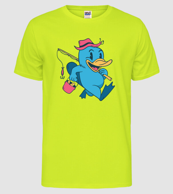 Pescar ornitorinc model galben neon pe tricou