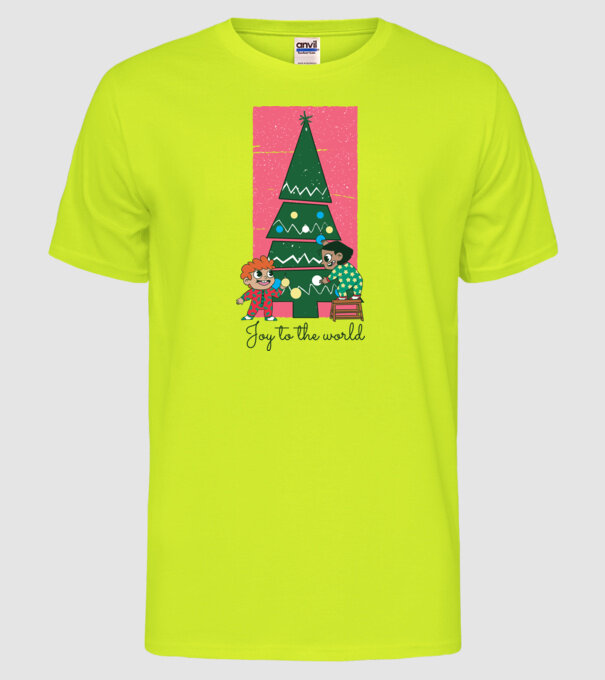 Împodobire pom de Crăciun model galben neon pe tricou
