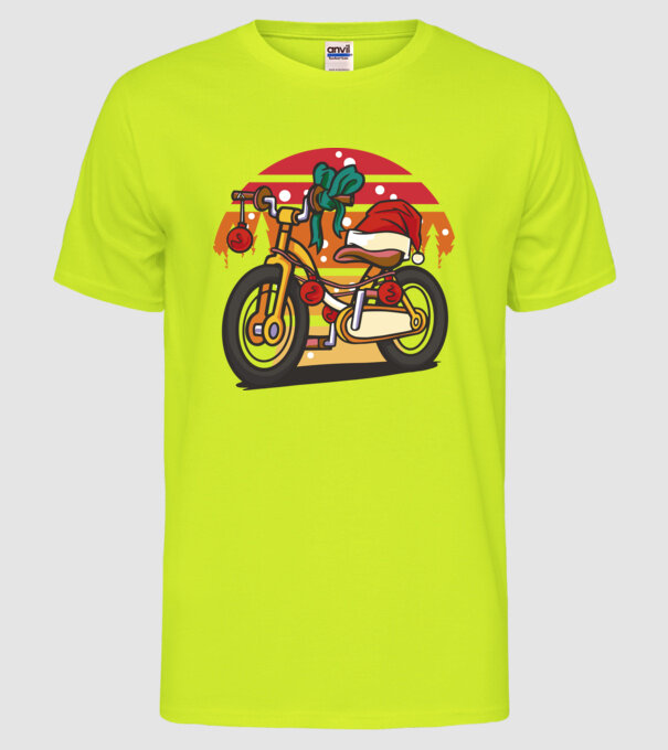 Bicicletă de Crăciun model galben neon pe tricou