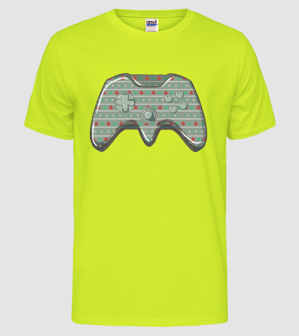 Controler Gamer Crăciun model galben neon pe tricou