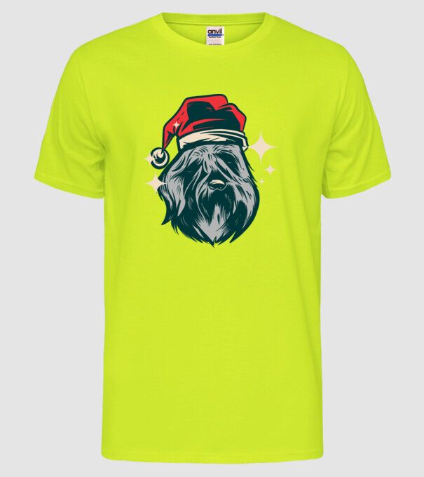 Câine de Crăciun model galben neon pe tricou