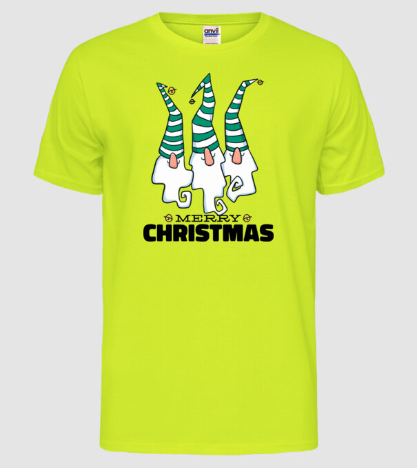 Elfi de Crăciun - Crăciun Fericit model galben neon pe tricou