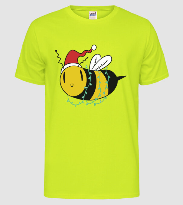 Albină de Crăciun model galben neon pe tricou