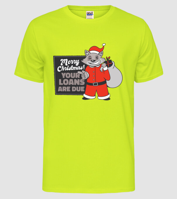 Raton de Crăciun model galben neon pe tricou