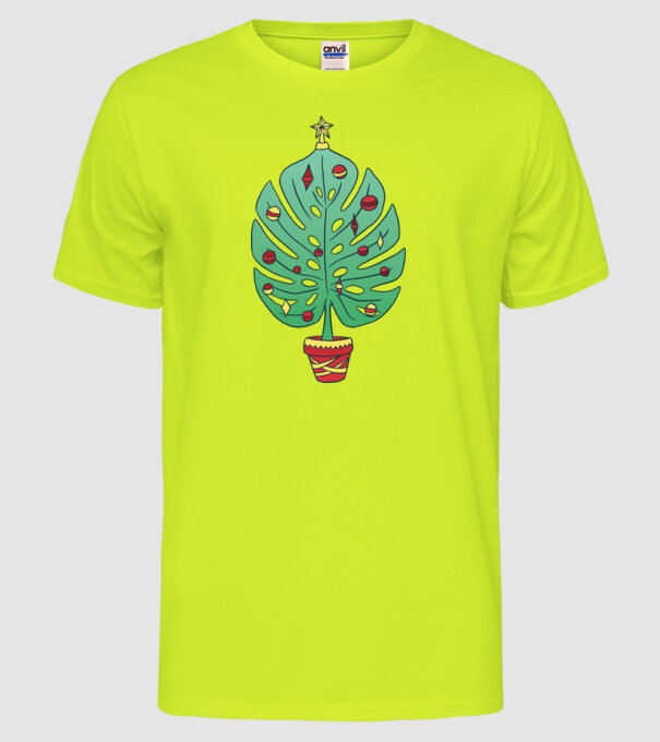 Palmier de Crăciun model galben neon pe tricou