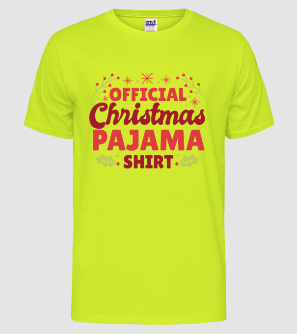 Pijama de Crăciun model galben neon pe tricou