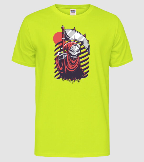 Moartea - Grim Reaper model galben neon pe tricou
