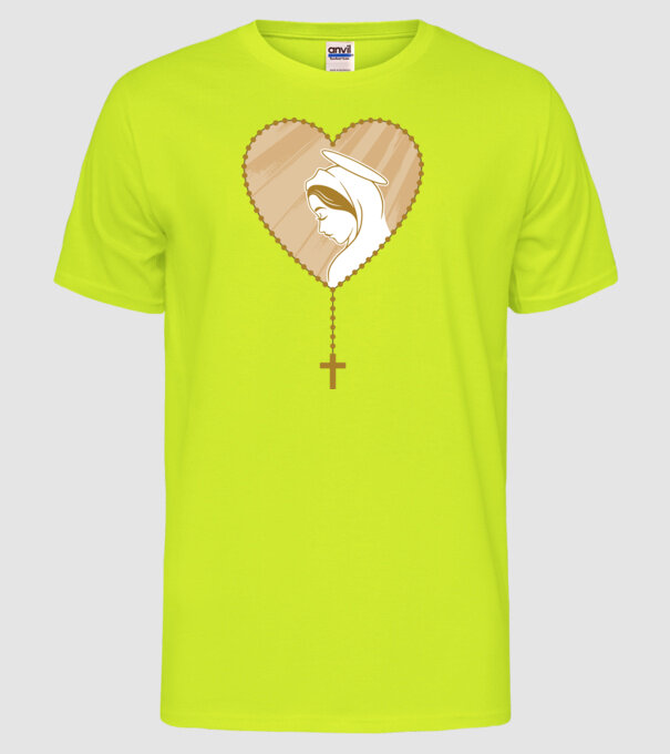 Cruce rozariu catolic model galben neon pe tricou