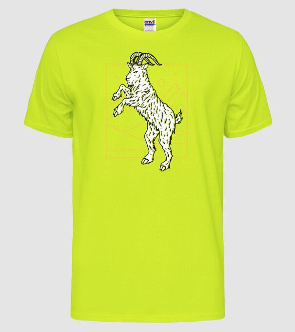 Capră model galben neon pe tricou