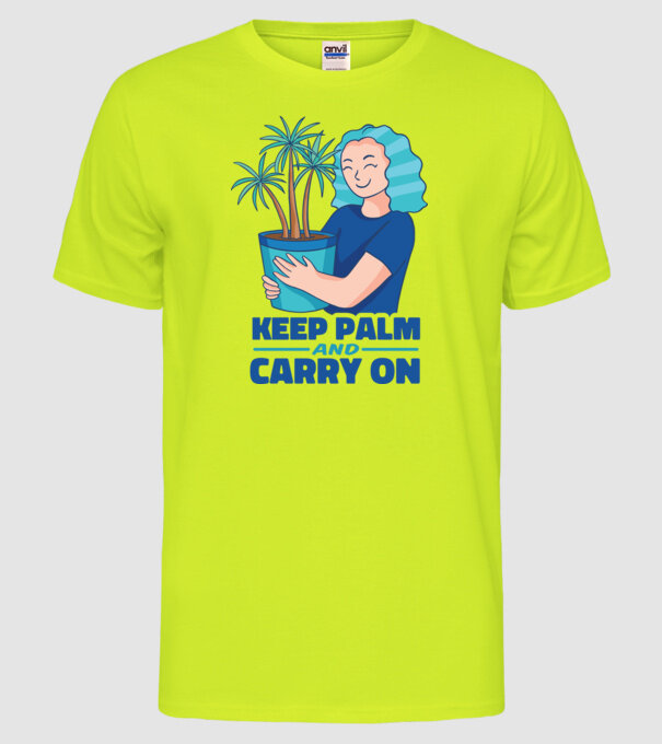 Keep Calm and Carry On model galben neon pe tricou