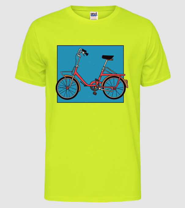 Bicicletă Camping model galben neon pe tricou