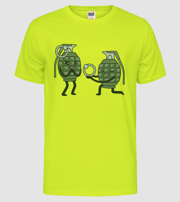 Grenadă de mână Cerere în căsătorie Dragoste model galben neon pe tricou