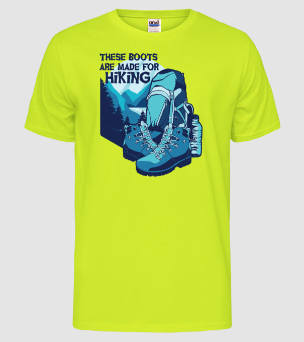 Bocanci de drumeție model galben neon pe tricou