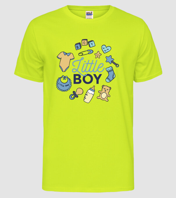 Băiețel model galben neon pe tricou