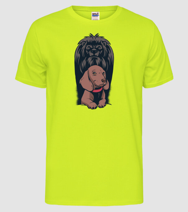 Cățeluș Leu cu umbră model galben neon pe tricou