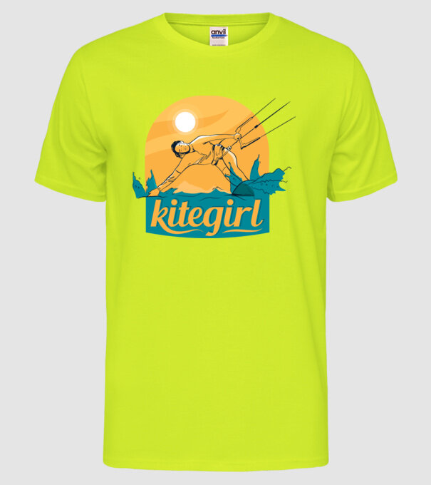 Tricou Kitegirl Kitesurf model galben neon pe tricou