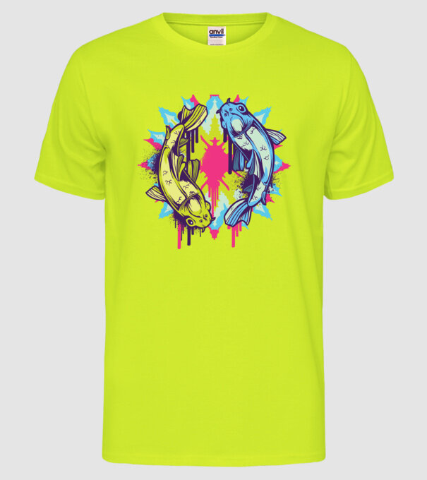 Crap Koi Colorat model galben neon pe tricou
