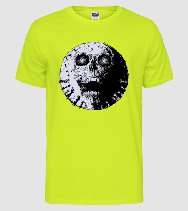 Craniu Lună model galben neon pe tricou