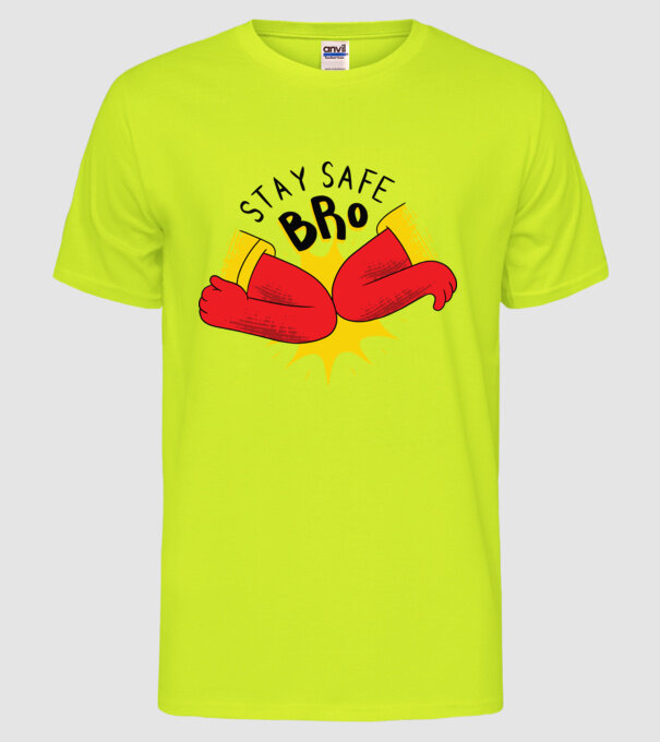 Coronavirus Salut cu cotul model galben neon pe tricou