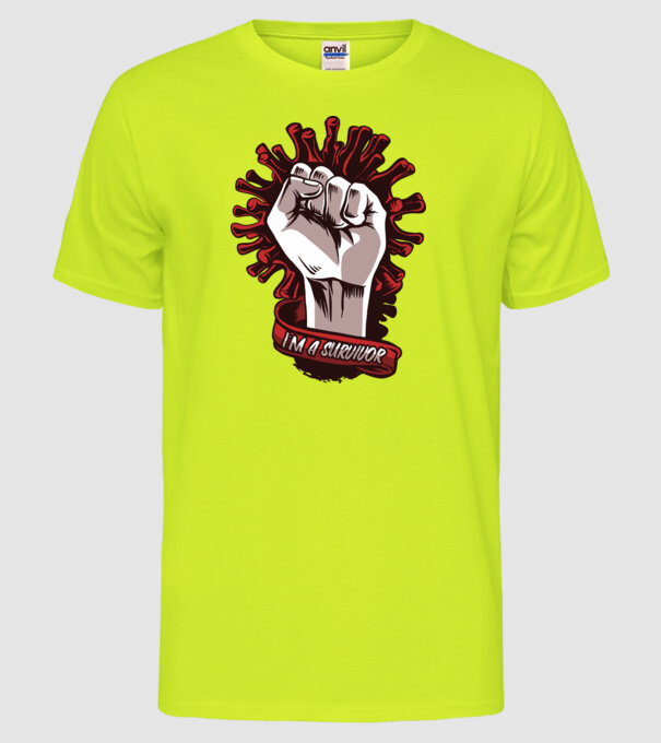 Supraviețuitor Coronavirus model galben neon pe tricou
