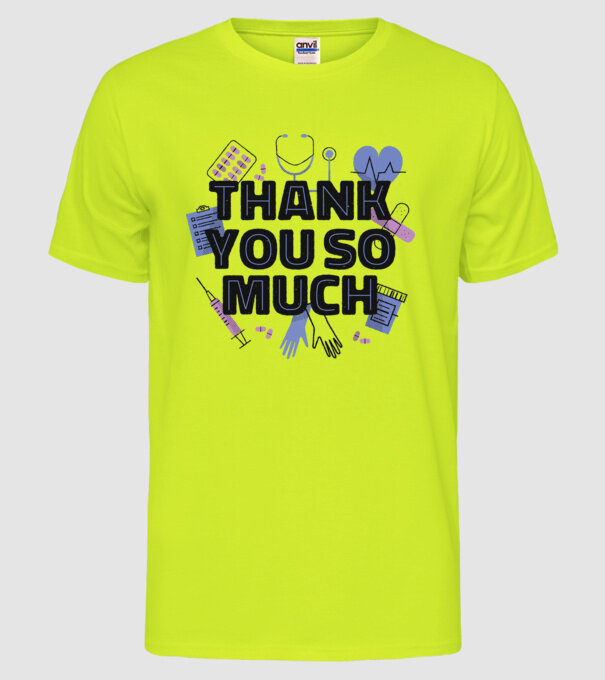 Mulțumim foarte mult - pentru medici model galben neon pe tricou