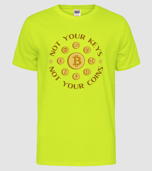 Criptomonede model galben neon pe tricou